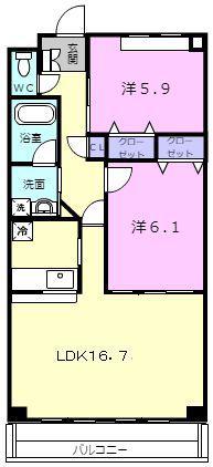 メゾン・ファミーユ(2LDK/4階)の間取り写真