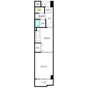アーバンドエル杁中(1DK/9階)の間取り写真