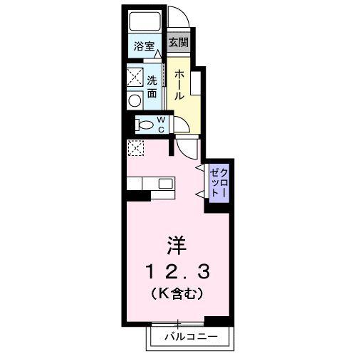 ドゥーメゾンI番館(ワンルーム/1階)の間取り写真