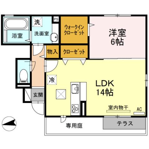 ロイヤルハイム江波(1LDK/1階)の間取り写真