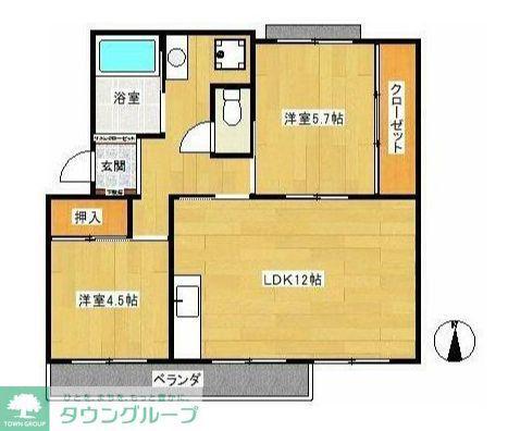 マンション赤関(2LDK/3階)の間取り写真