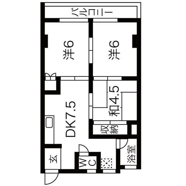 ソワンポルテ(3DK/4階)の間取り写真