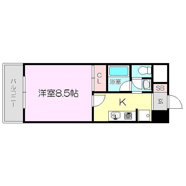 グランシャルマン新大阪(1K/6階)の間取り写真