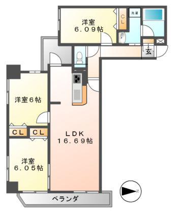 KDX泉レジデンス(3LDK/9階)の間取り写真