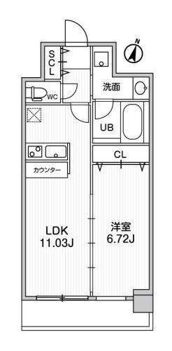 LA DOUCEUR天満(1LDK/2階)の間取り写真