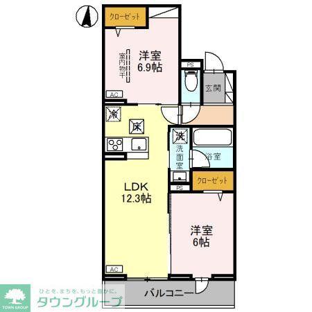 リヴェール・パルコ(2LDK/1階)の間取り写真