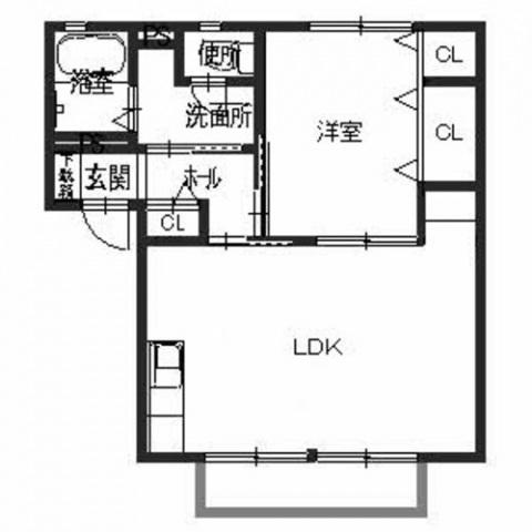 アルシオネB(1LDK/1階)の間取り写真