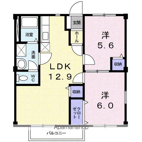 ニューシティ黒木(2LDK/2階)の間取り写真