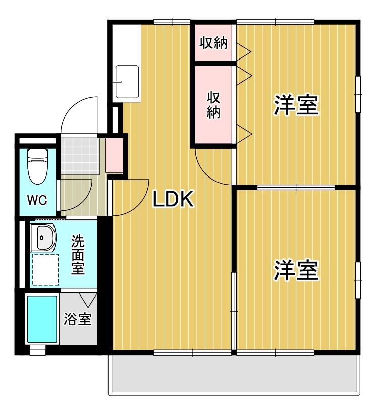 シティハイム アーバンフラッツ(2LDK/1階)の間取り写真