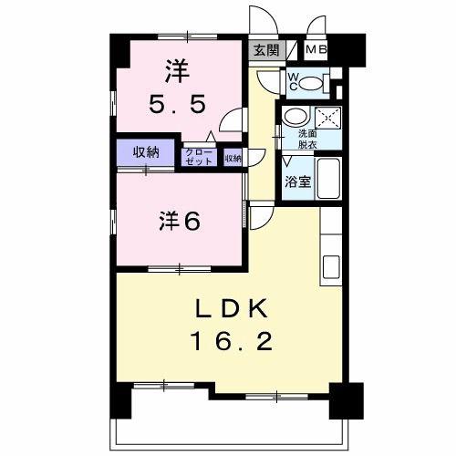 スカイライフII(2LDK/4階)の間取り写真