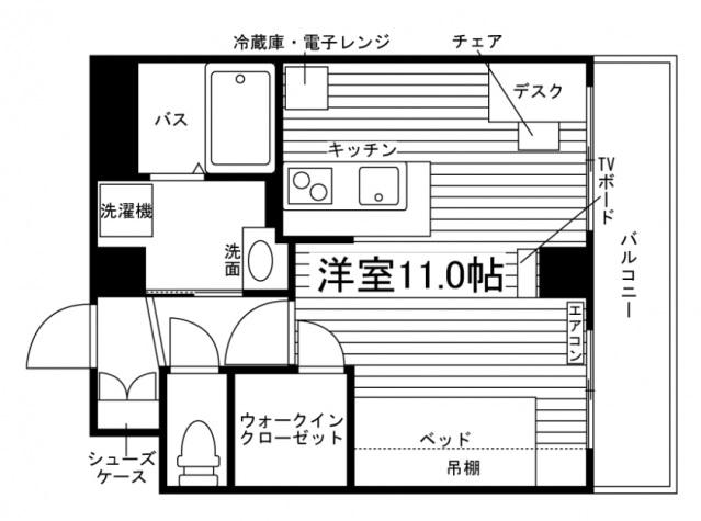 リビスタ盛岡駅前(ワンルーム/10階)の間取り写真