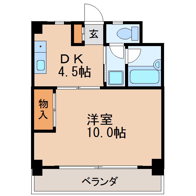 グリーンハイツ徳川(1DK/4階)の間取り写真