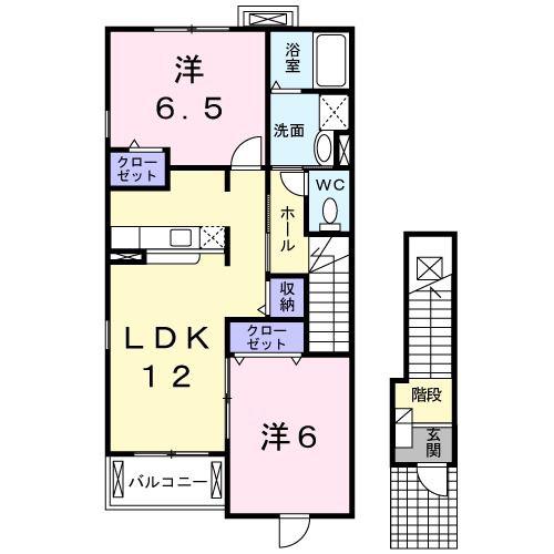 カーサセレーノ(2LDK/2階)の間取り写真