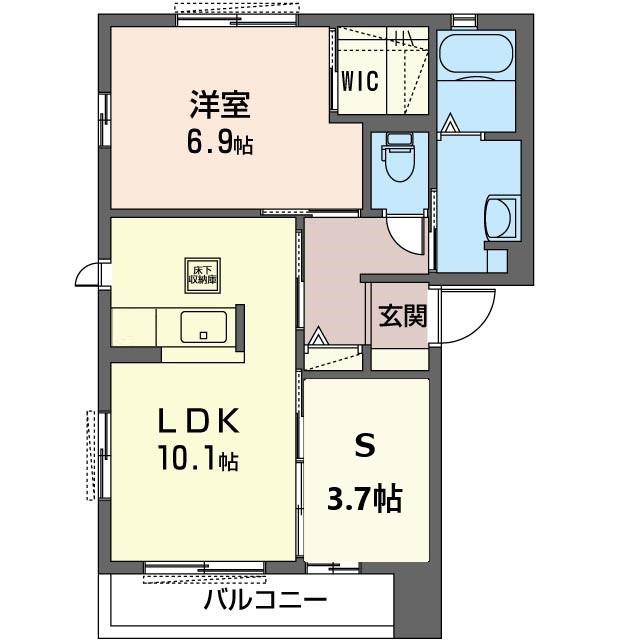 グランドゥールC棟(1SLDK/1階)の間取り写真