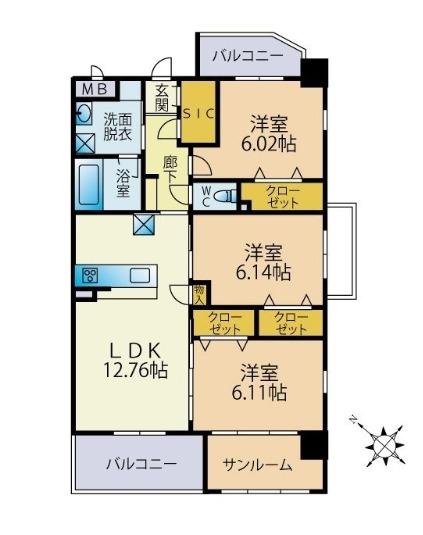 ENON GRANDE(3SLDK/5階)の間取り写真