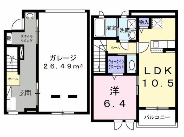 ベルシェールII(1LDK/1階)の間取り写真