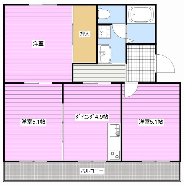 フォレストII(3DK/2階)の間取り写真