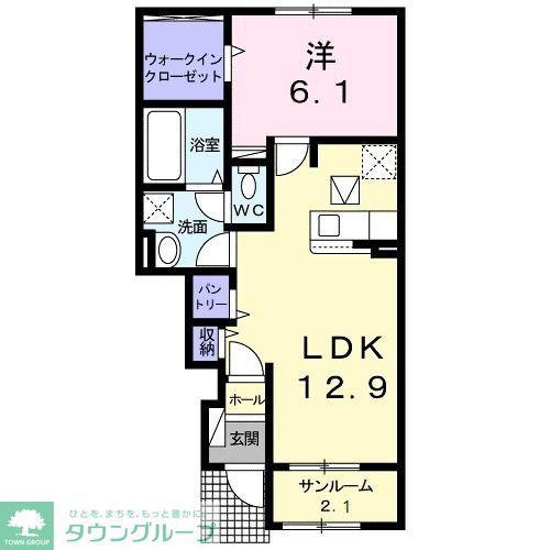 ラッキー スター(1LDK/1階)の間取り写真