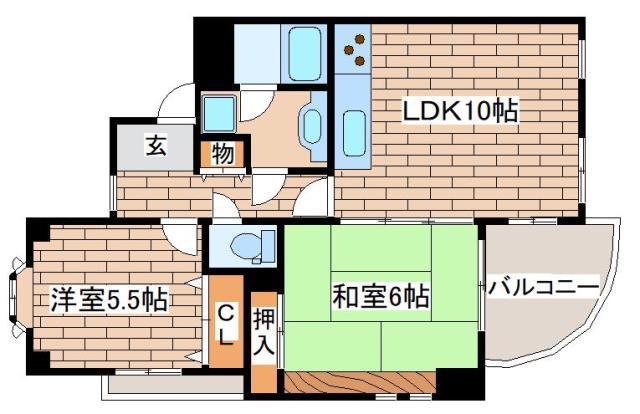 ハイム篠(2LDK/2階)の間取り写真