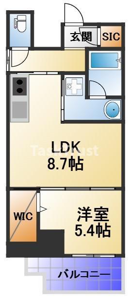 プレミアス梅田(1LDK/5階)の間取り写真