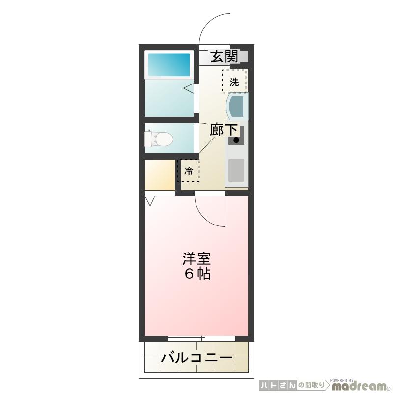 サニーハイツ(1K/2階)の間取り写真