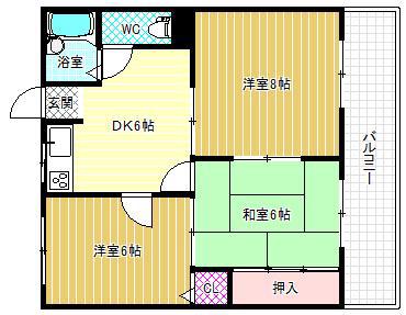 アイディル島泉(3DK/3階)の間取り写真