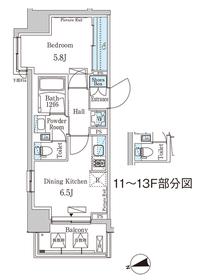 パークアクシス門前仲町イースト(1DK/9階)の間取り写真