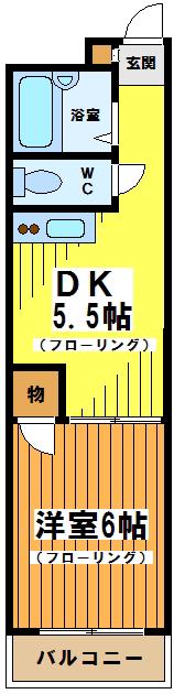 ピュアライフ(1DK/2階)の間取り写真