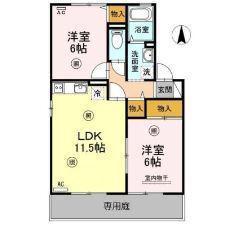 セジュールセゾン(2LDK/1階)の間取り写真