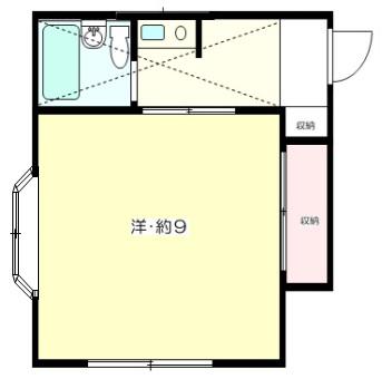 アマノハイツ(ワンルーム/2階)の間取り写真