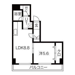 エトワール本町(1LDK/3階)の間取り写真