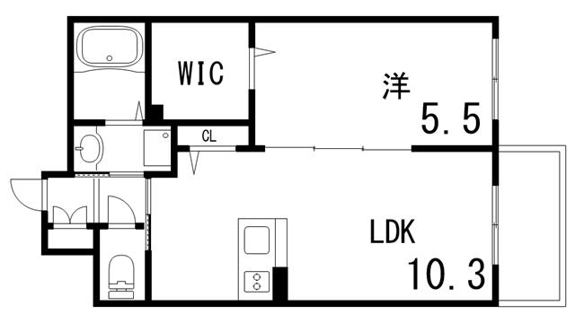LUZ KOBE(1LDK/1階)の間取り写真