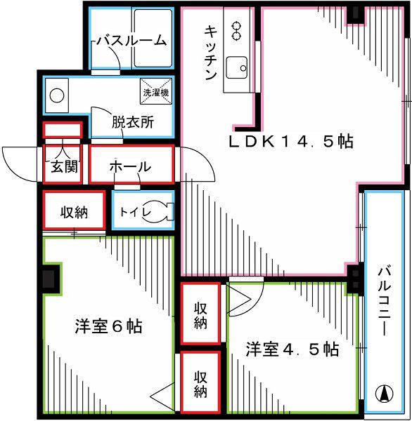 PLIME(2LDK/5階)の間取り写真
