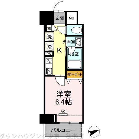 THE RESIDENCE OF TOKYO C18(1K/8階)の間取り写真