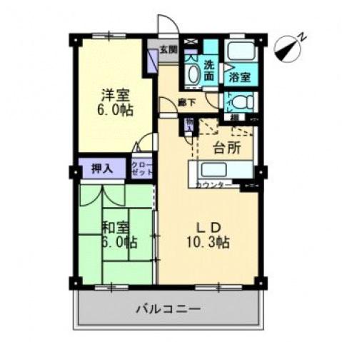 フォブール川内(2LDK/3階)の間取り写真
