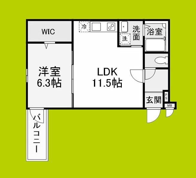 JTガーデン徳庵(1LDK/1階)の間取り写真