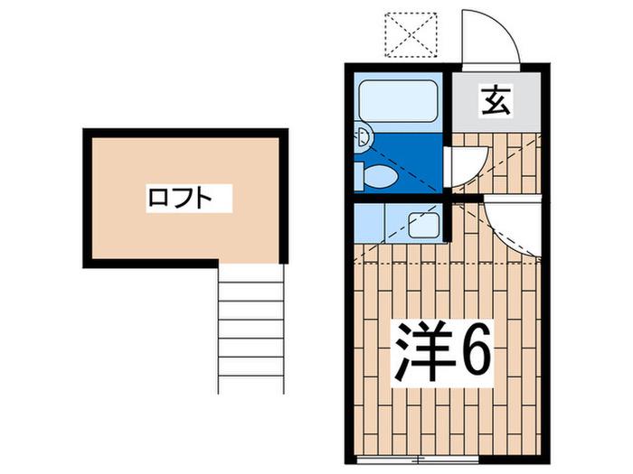 ガーデンハイツ金沢B(ワンルーム/1階)の間取り写真