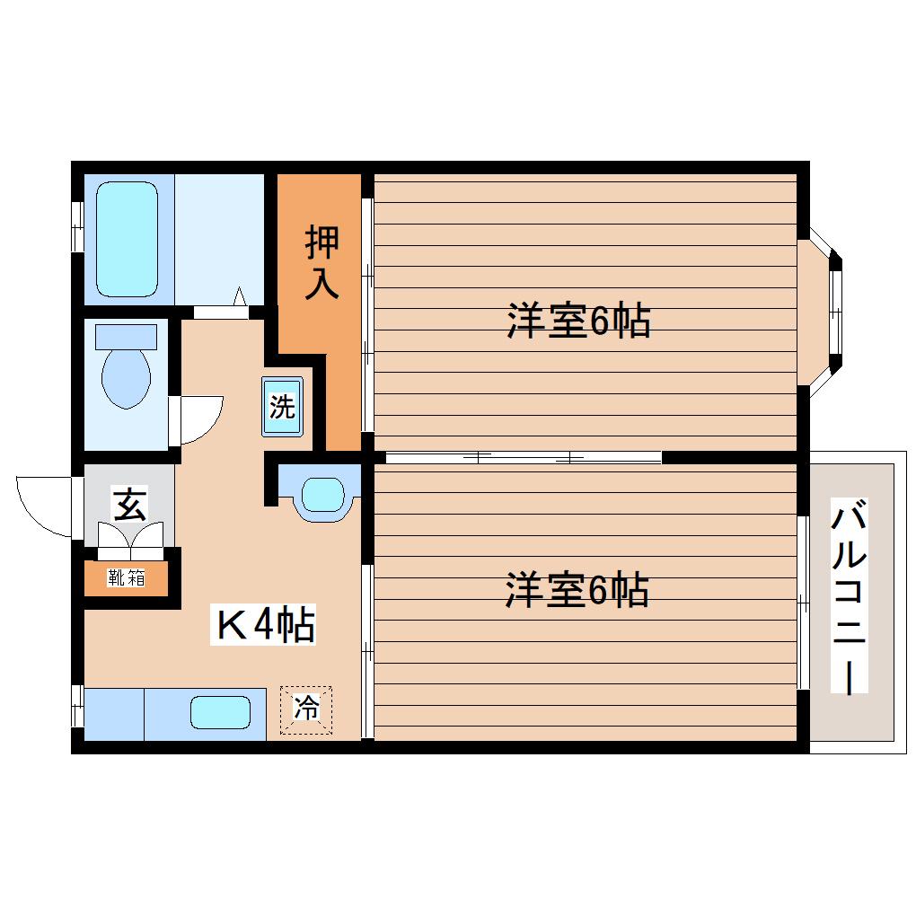 カトレア幸(2K/2階)の間取り写真