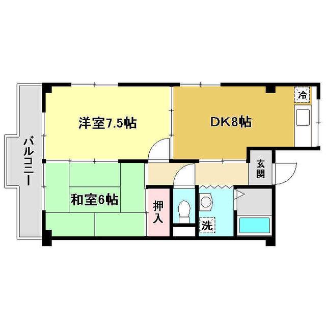 ハイツハピィバリー南棟(2DK/3階)の間取り写真