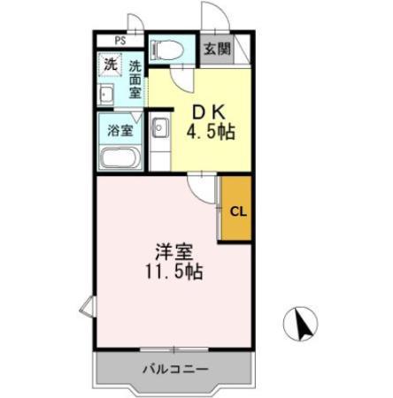 エキスパートヴィラ(1DK/1階)の間取り写真