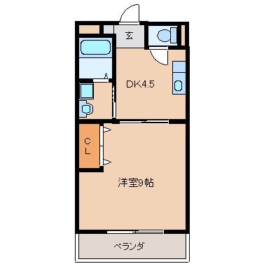 ベルセゾン(1DK/4階)の間取り写真