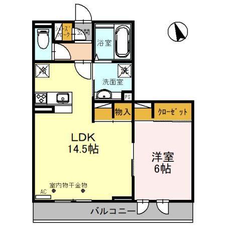 ＪＲ川越線 西大宮駅 徒歩10分 3階建 築4年(1LDK/3階)の間取り写真