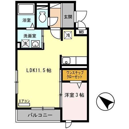 アベニール千里(1LDK/2階)の間取り写真