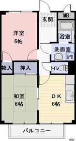 SURPLUSTWO河井(2DK/2階)の間取り写真