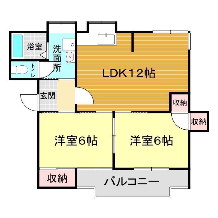 ビレッジ宝町B(2LDK/3階)の間取り写真
