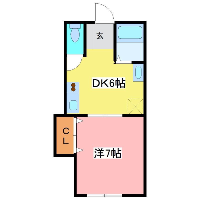 パルメディアS(1DK/2階)の間取り写真