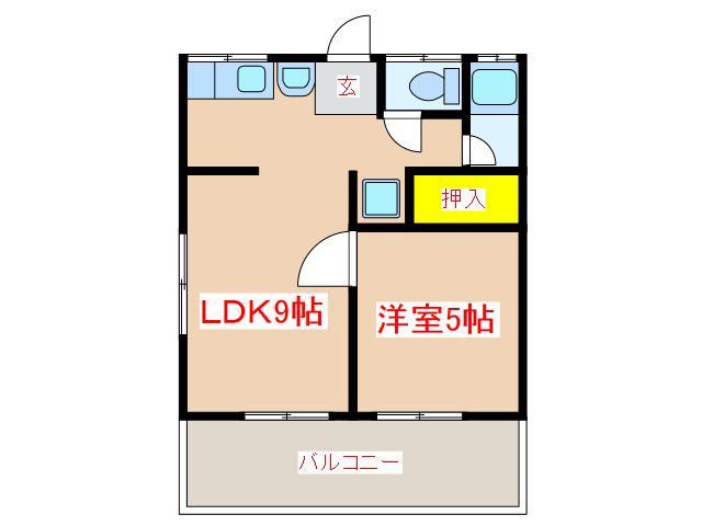クレッセルIII(1LDK/2階)の間取り写真
