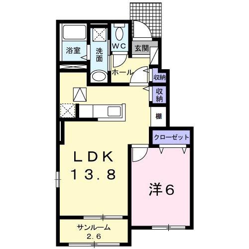 エレガンテIII(1LDK/1階)の間取り写真