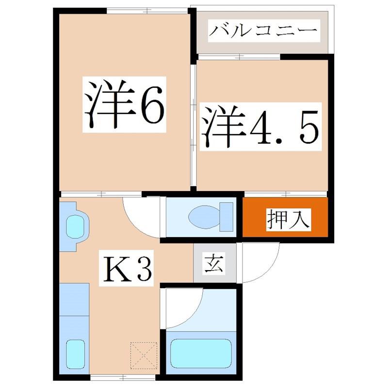 タフィー館(2K/2階)の間取り写真