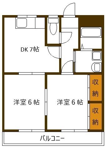 パークサイド椎の木(2DK/2階)の間取り写真